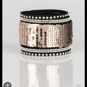 Chic Black Bracelet with Gold Sequins